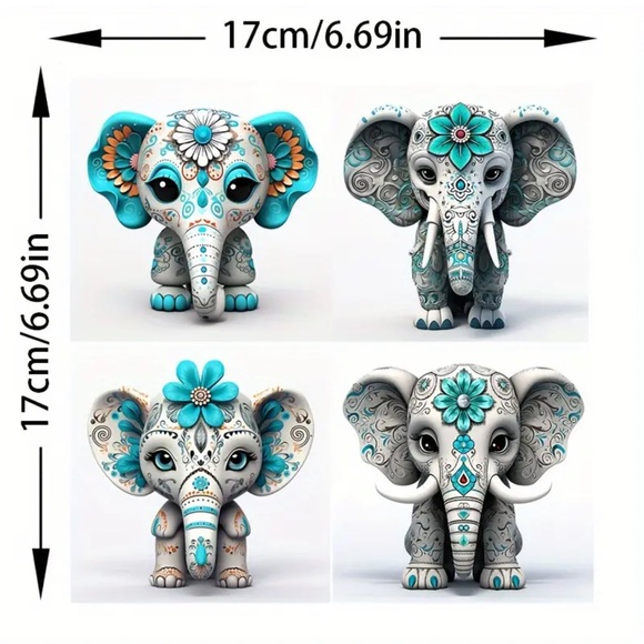 Baby Elephant Self-Adhesive Sticker, 4 in 1 Sheet - Picture 7 of 10